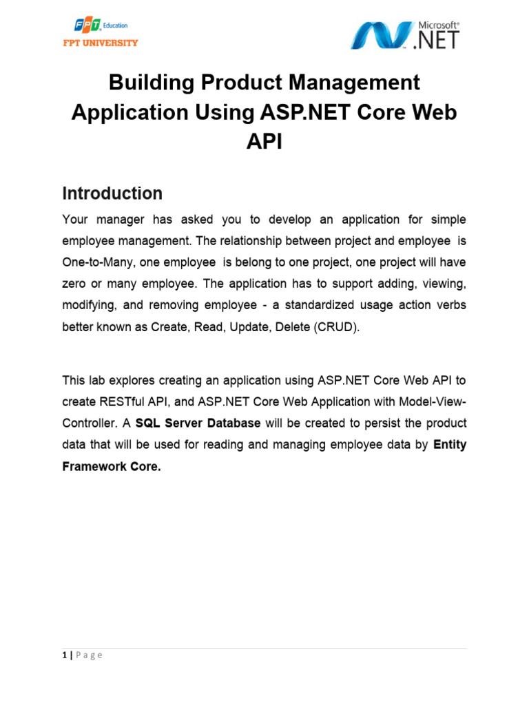 Lab01 - EmployeeManagement - Using ASP - NET Core Web API | PDF | Model ...