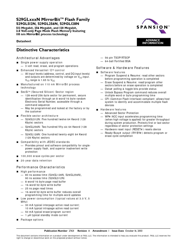 Flash S29GL128N | PDF | Flash Memory | Computer Science
