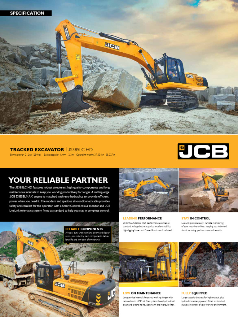 JCB JS385LC HD Tracked Excavator Specs | PDF