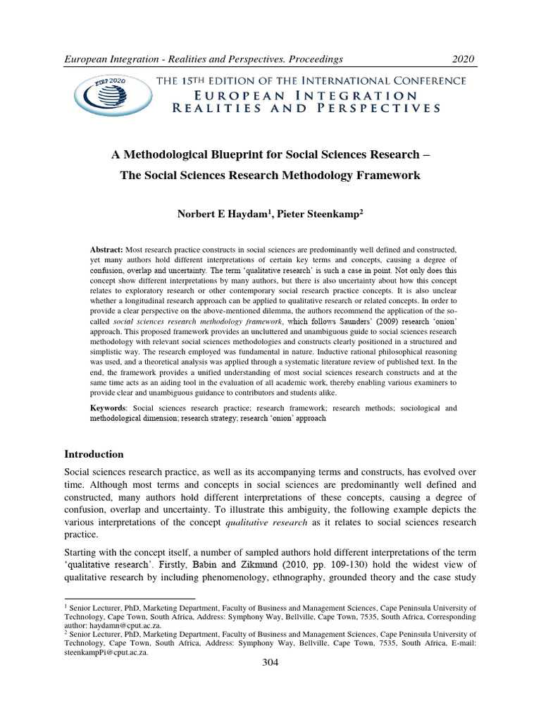 A methodical blueprint for social scinces research the social