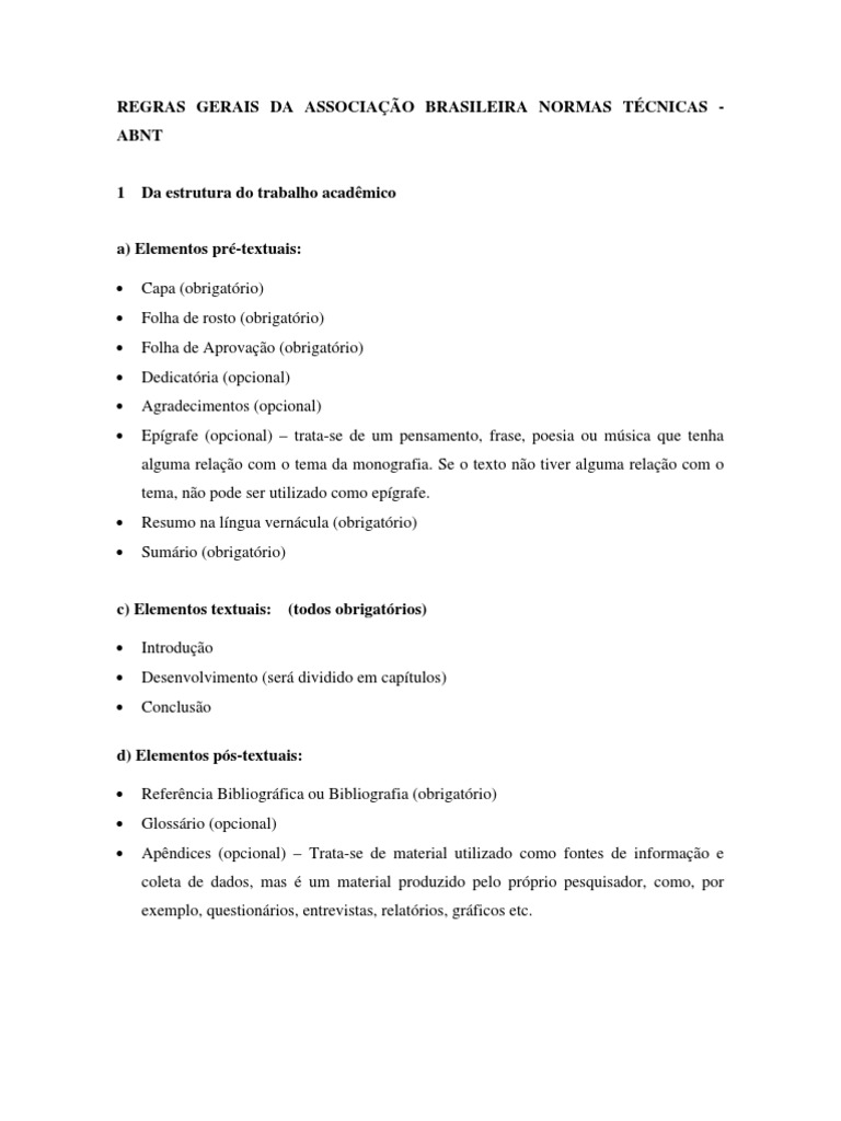 Regras da ABNT para Trabalhos Acadêmicos | PDF | Livros