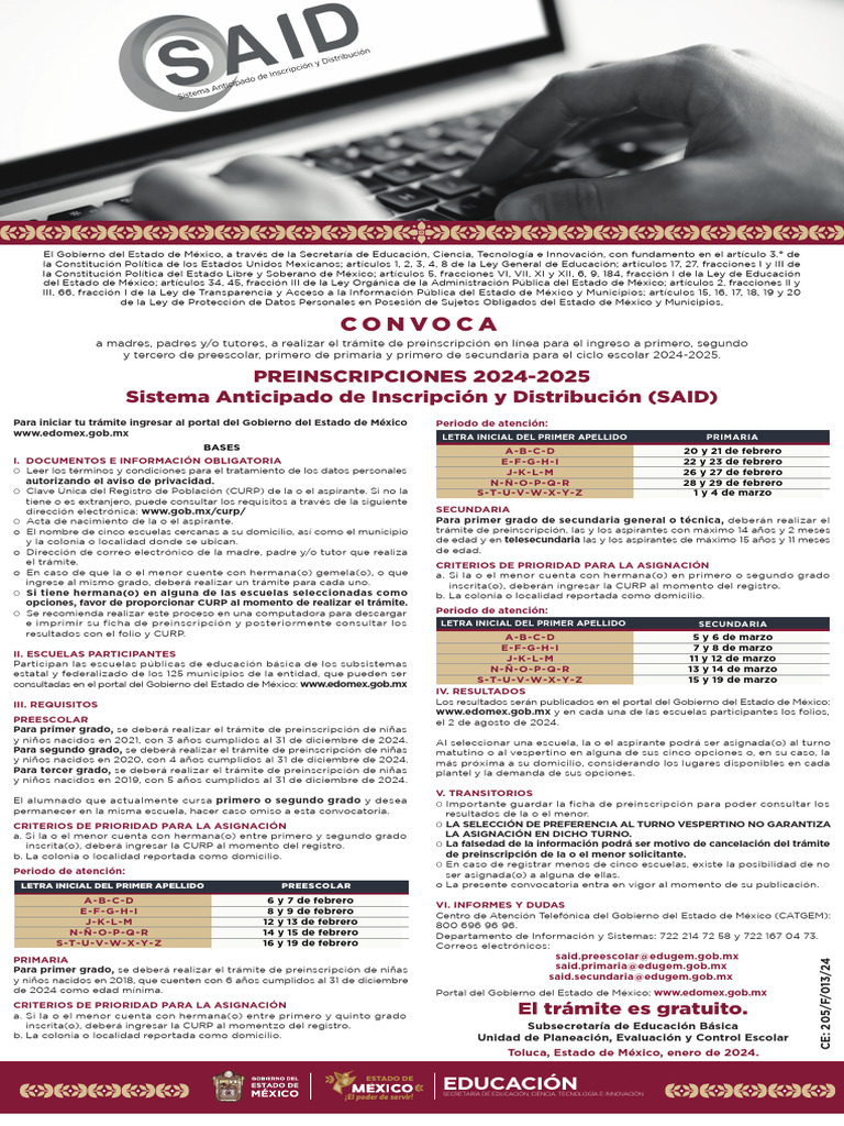 Convocatoria SAID PDF México Educación de la primera infancia