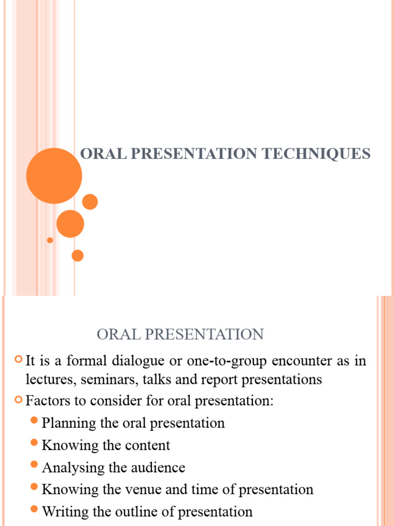 Oral Presentation Techniques | PDF | Communication | Human Communication