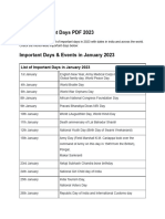 List of Important Days in January 2023