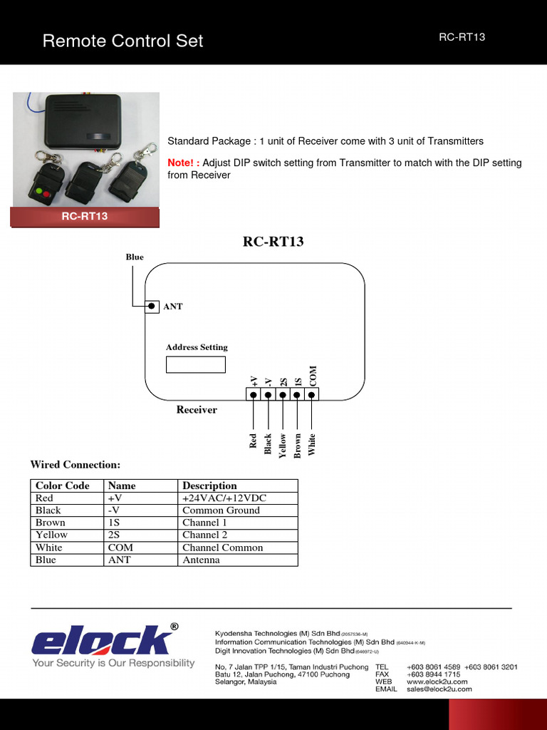 Installing the RC-RT13 Remote Set | PDF