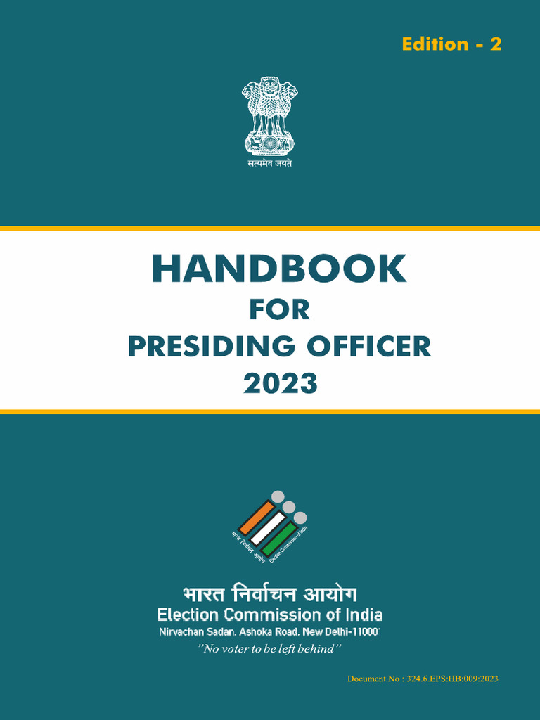Handbook For Presiding Officer, 2023 PDF Voting Absentee Ballot