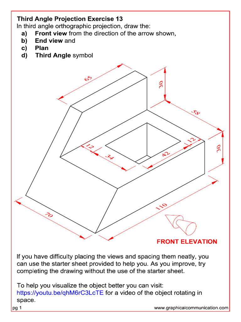 Third Angle Orthographic Projection Guide | PDF