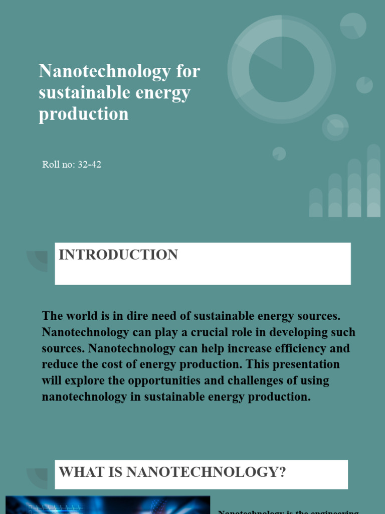 Nanotechnology in Sustainable Energy | PDF | Nanotechnology ...