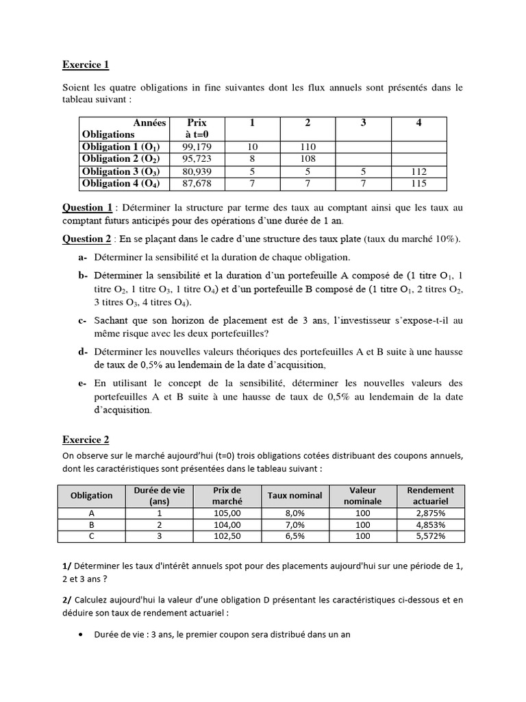 Calculs de rendement des obligations | PDF | Obligation (Finance ...
