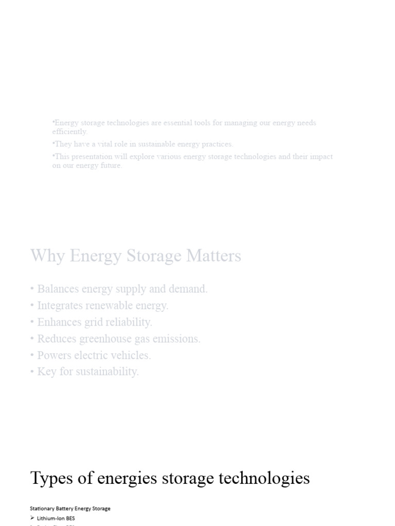 Energy Storage Technologies Explained | PDF | Energy Storage ...