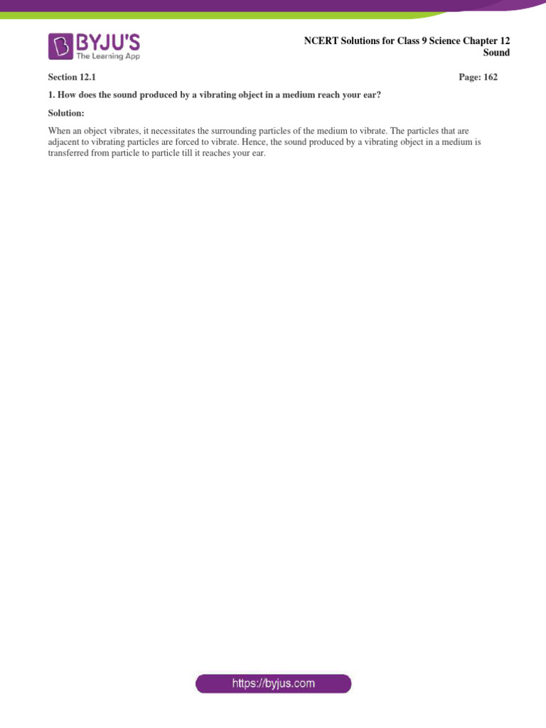 Class 9 NCERT Solutions: Sound Chapter | PDF