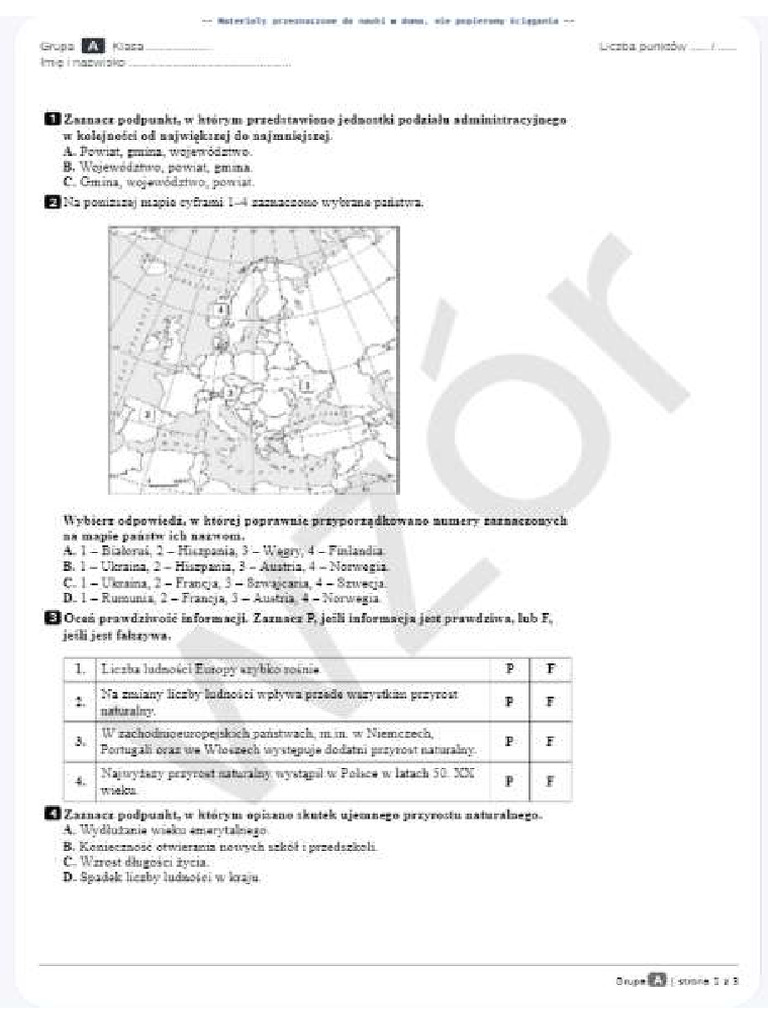 Ludność I Urbanizacja W Polsce Sprawdzian Klasa 7 Odpowiedzi