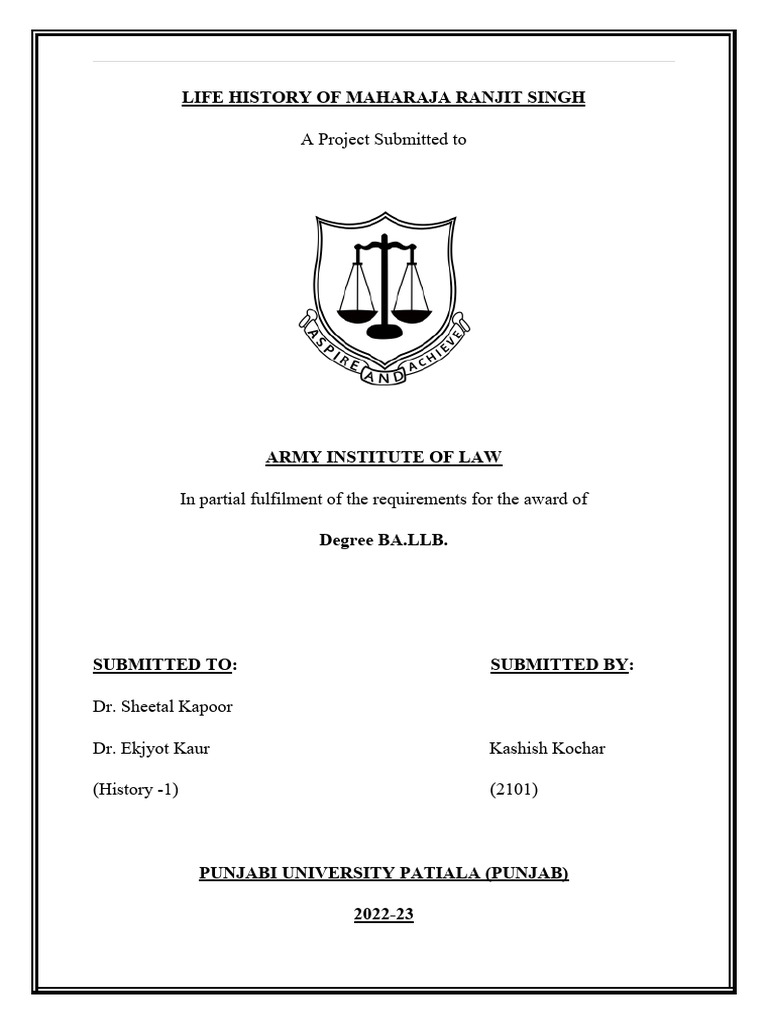 History Project Sem 4 Pdf Punjab