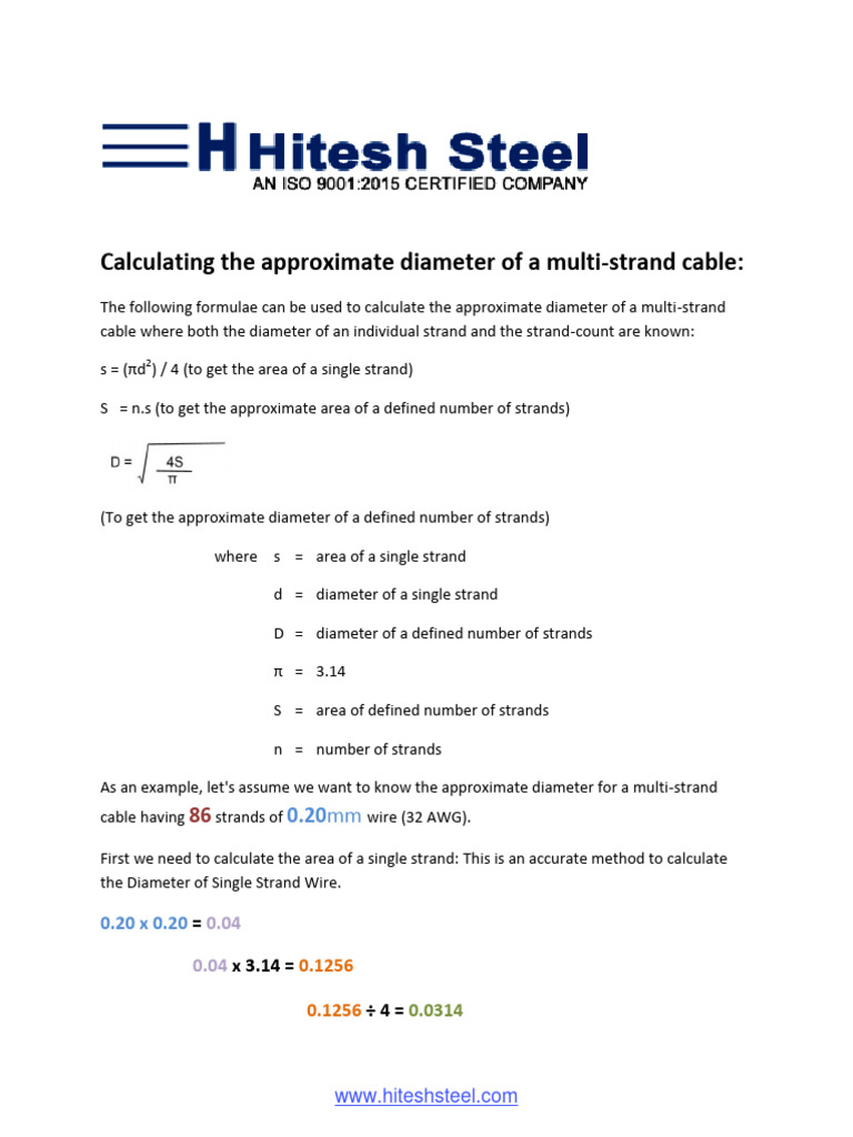 Multi-Strand-Cable-Diameter-Calculation-R1111009 | PDF