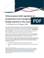 China Propose Draft Regulation On Employment and Management of Foreign Teachers in The Country