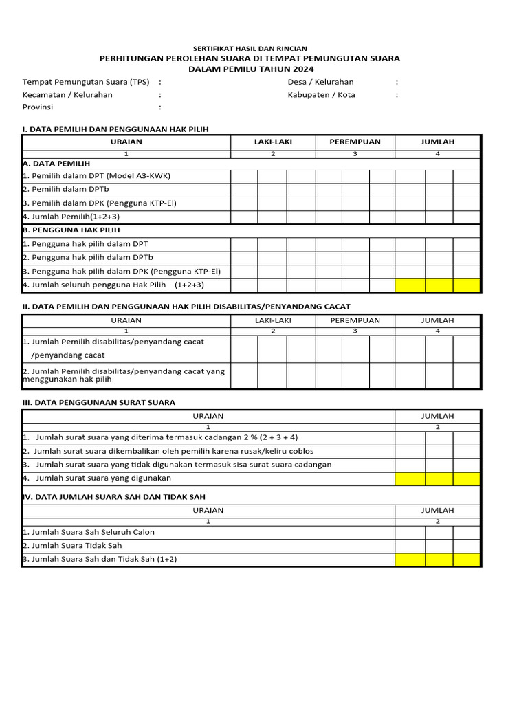 Formulir - KPPS Contoh | PDF | Griya & Taman
