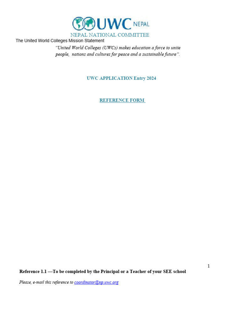 2023 - Reference Form-English | PDF | Cognition | Psychology