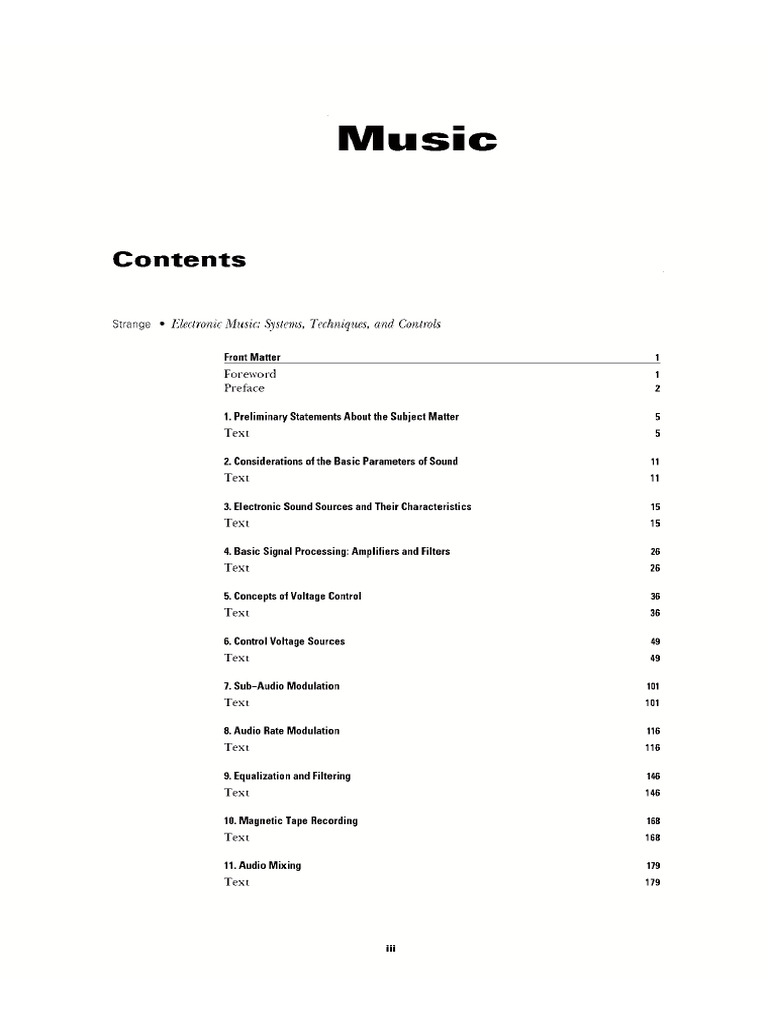 Electronic Music - Systems, Techniques and Controls | PDF