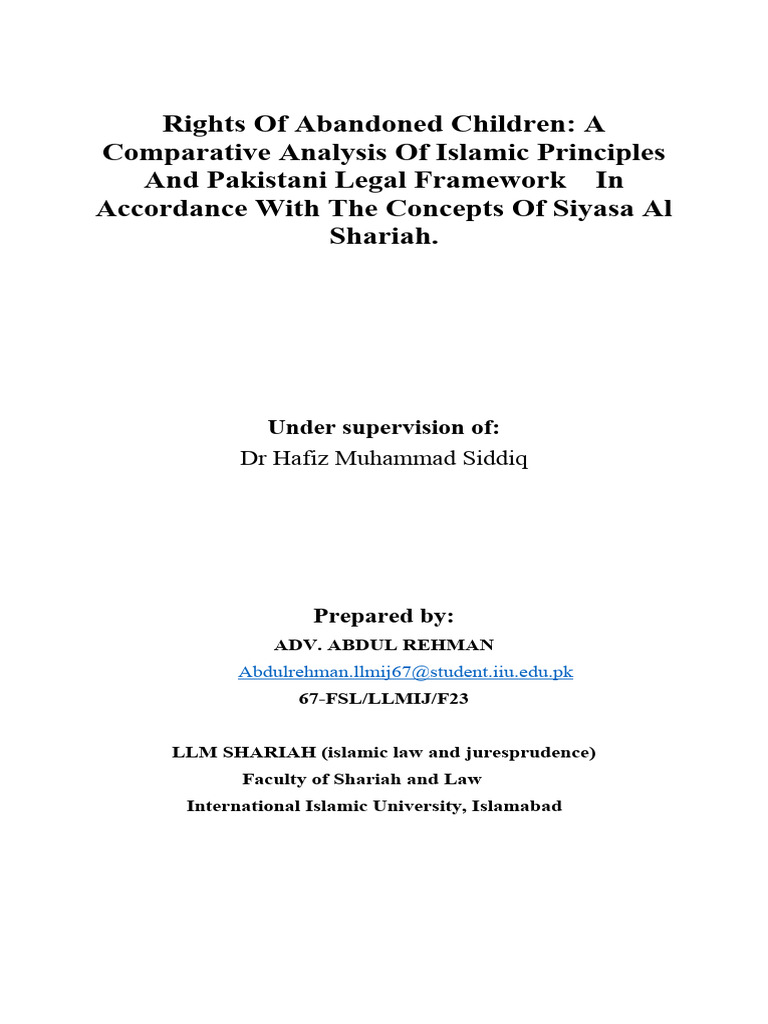 Abandoned Children's Rights in Pakistan | PDF | Legal Guardian | Sharia