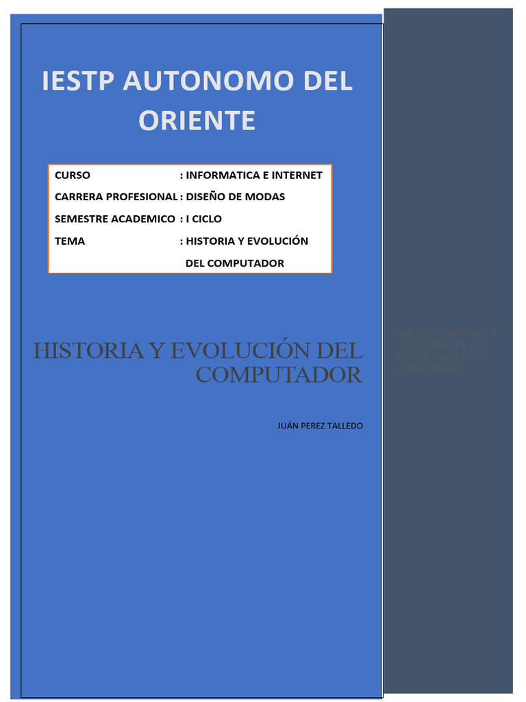 Historia y Evolucion Del Computador | PDF | Circuito integrado