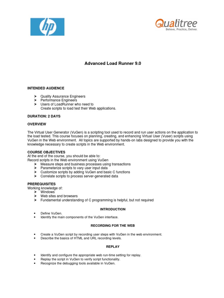 LoadRunner 9.0 Scripting Course Guide | PDF | Computers | Technology ...