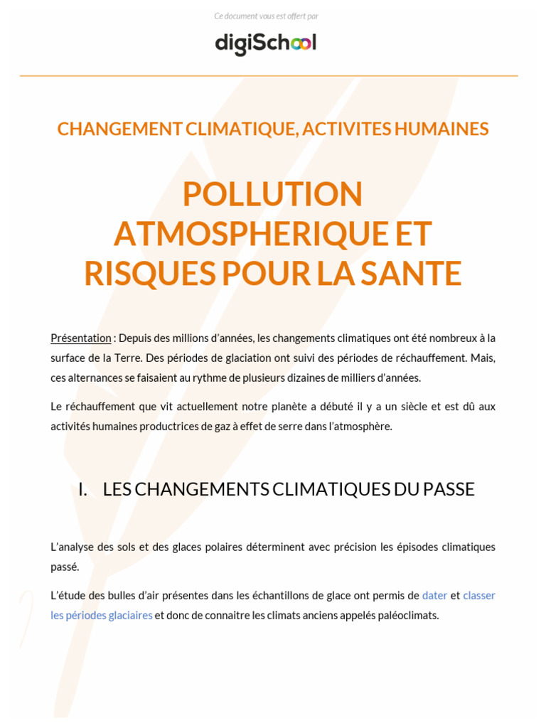6 - Changement Climatique, Activites Humaines 3eme | PDF