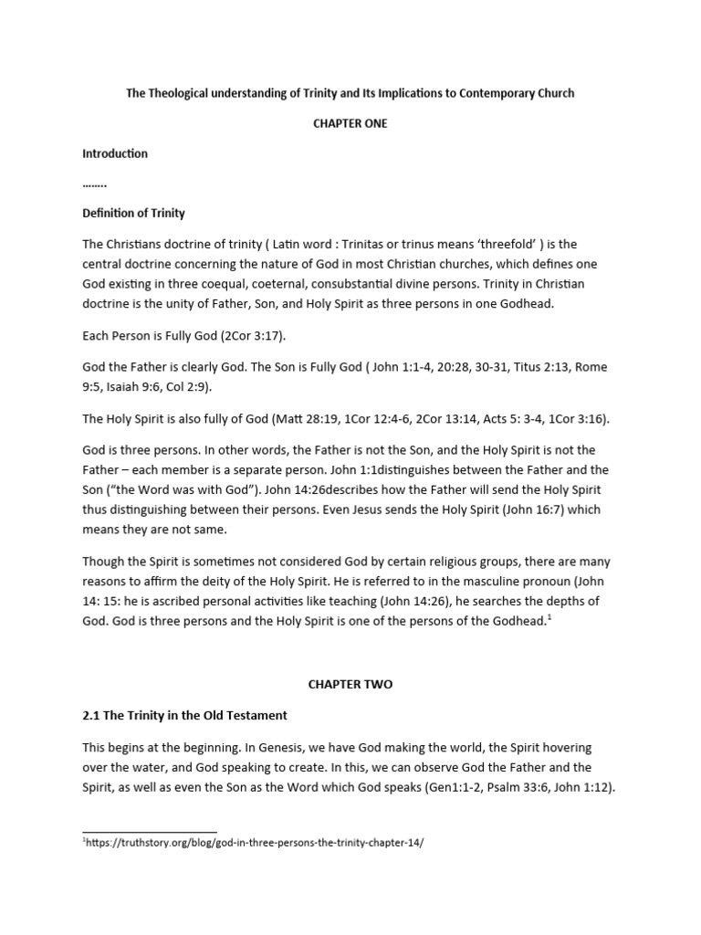 The Theological Understanding of Trinity Its Implication To ...