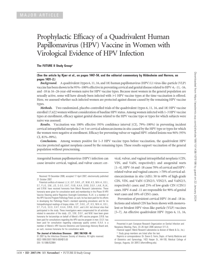 Prophylactic Efficacy of A Quadrivalent Human Papillomavirus ...