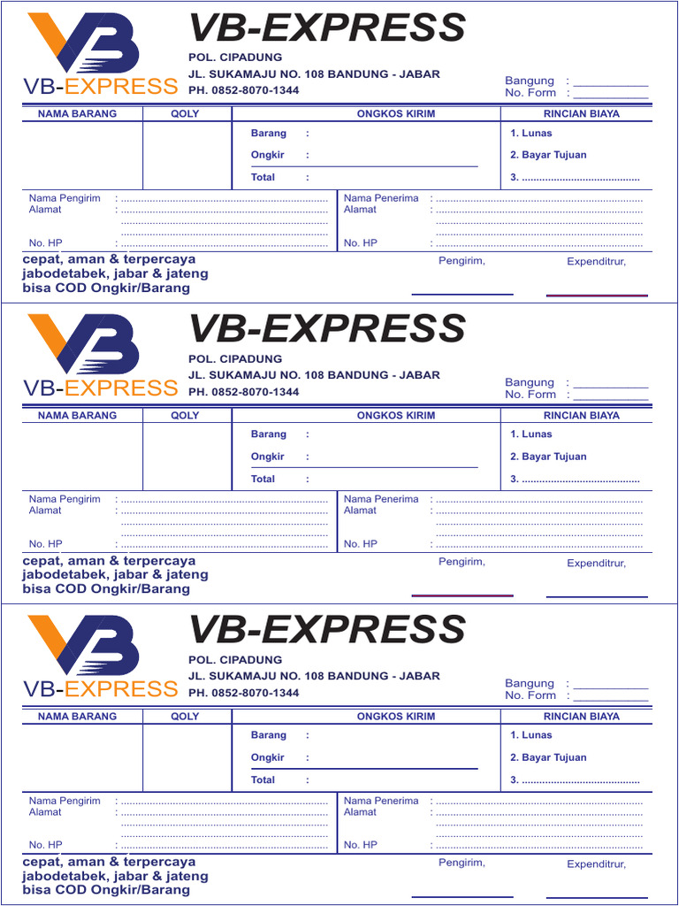 Nota Ekspedisi VB-Express | PDF