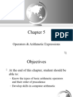 Chapter 5 - Operators Arithmetic Expressions