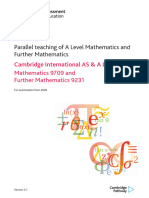9231 Parallel Teaching of A Level Mathematics and Further Mathematics (For Examination From 2020)