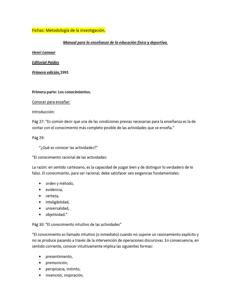 Metodología de la Educación Física | PDF | Aprendizaje | Conocimiento