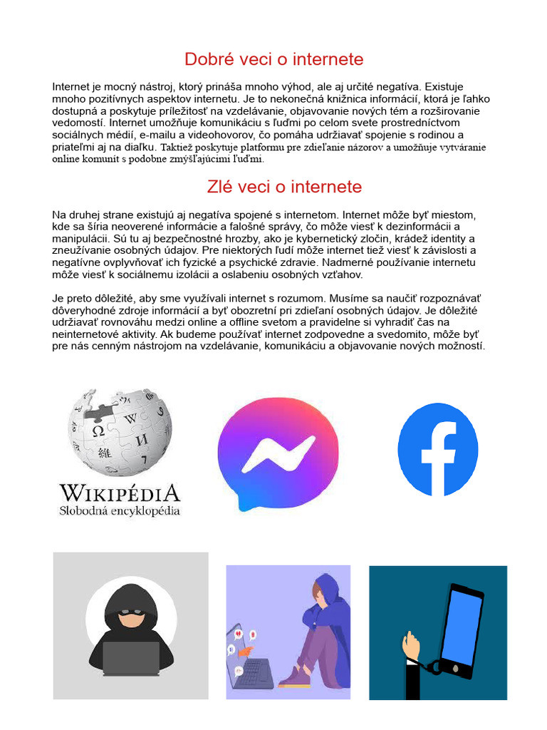 Dobré A Zlé Veci o Internete | PDF