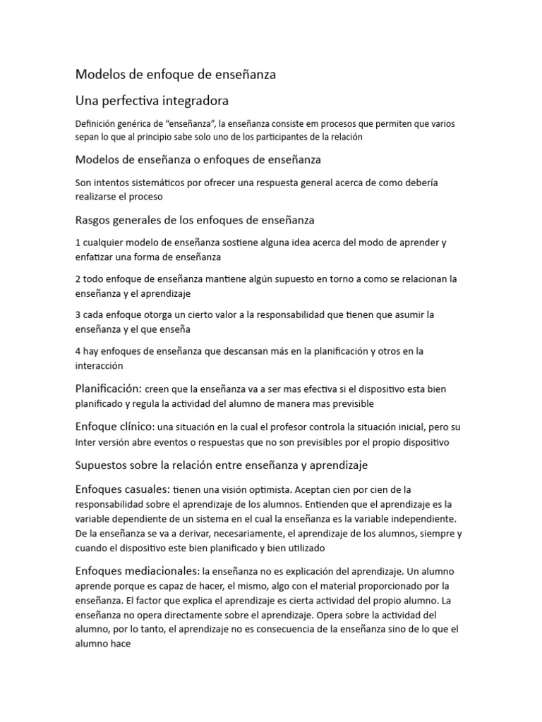 Modelos y Enfoques de Enseñanza | PDF | Enseñando | Aprendizaje