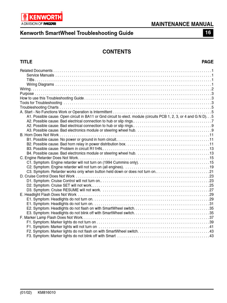Kenworth SmartWheel Troubleshooting Guide | PDF | Electrical Connector ...