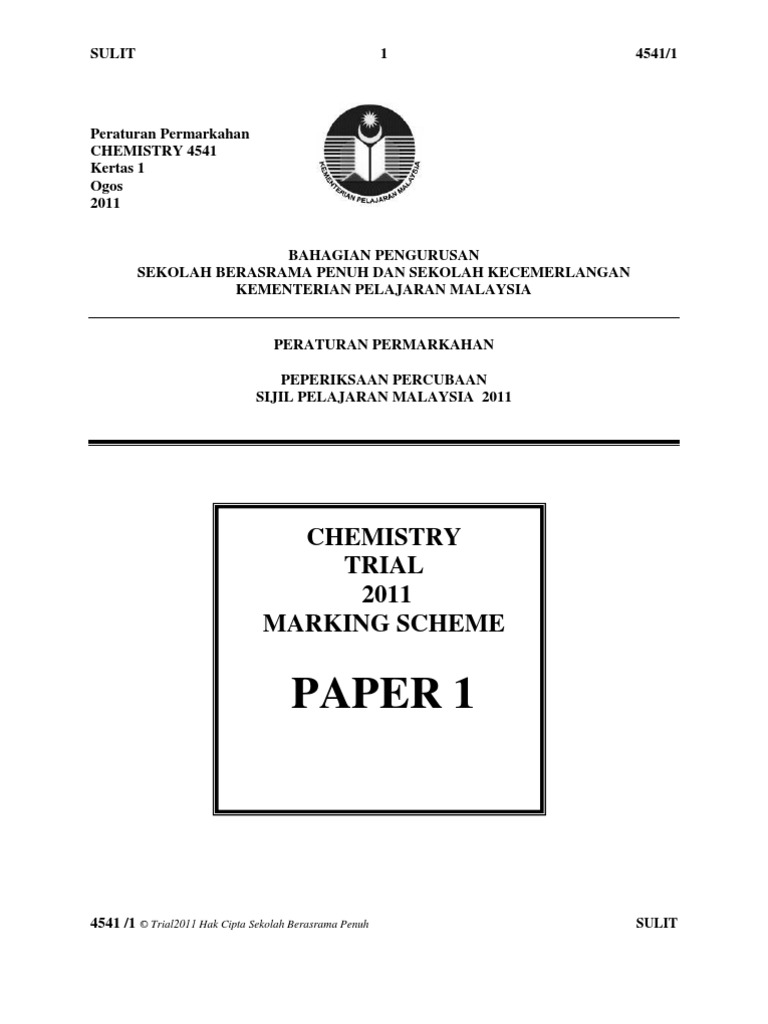 Skema Paper 1 Chem | PDF