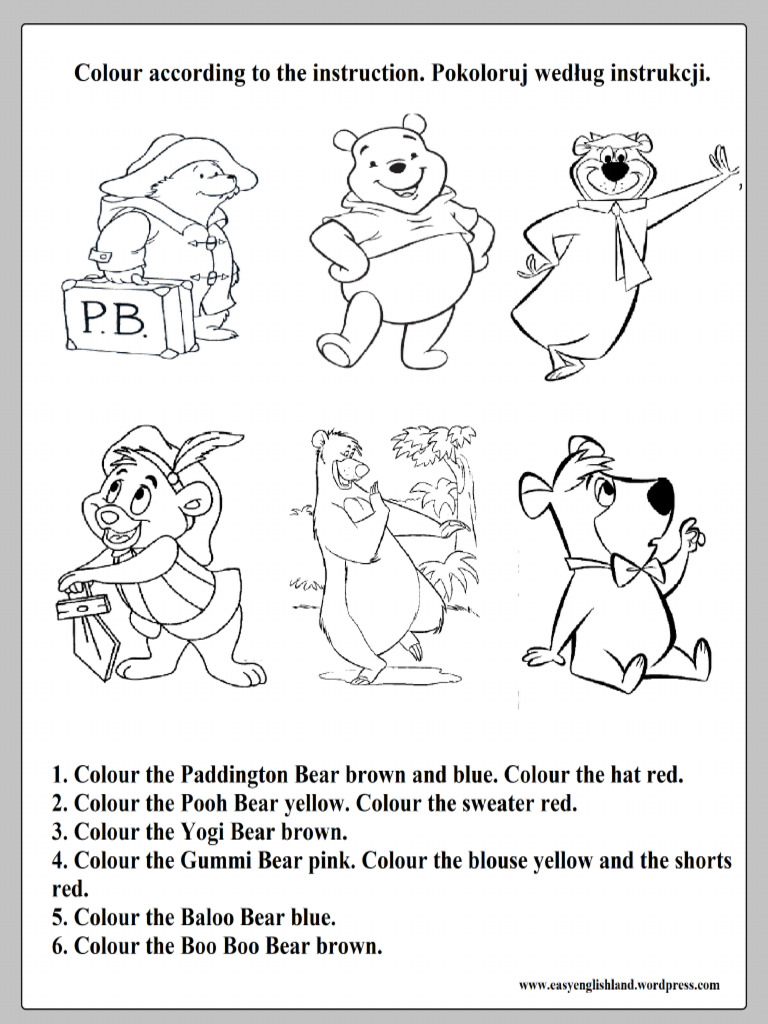 Karta Pracy NR 3 Colour The Teddy Bears PDF