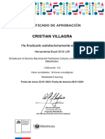 Certificado de Curso Herramienta Excel 2010