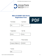 M&A ACADEMY 2024 Series Registration Form Survey