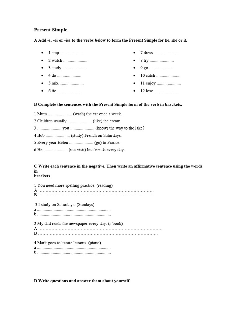 Present Simple | PDF