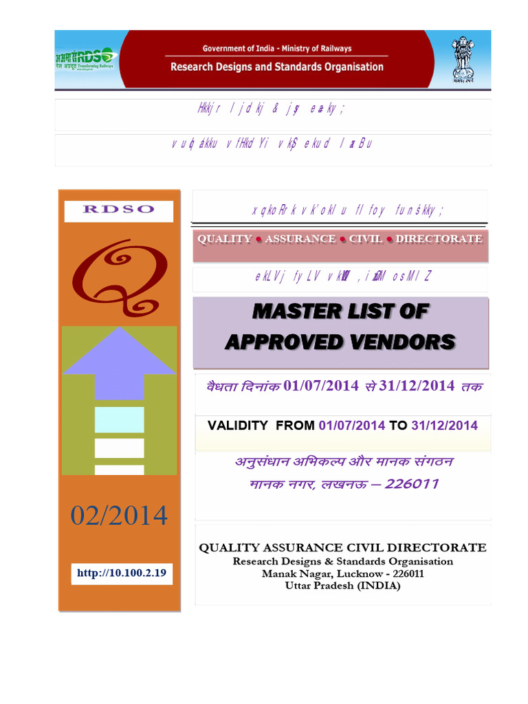 Vendor Directory Wef 01 July Pdf Specification Technical Standard