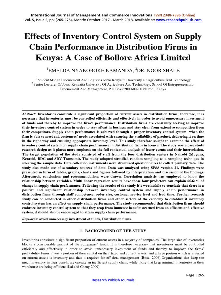 Impact of Inventory Control on Supply Chain Performance | PDF ...