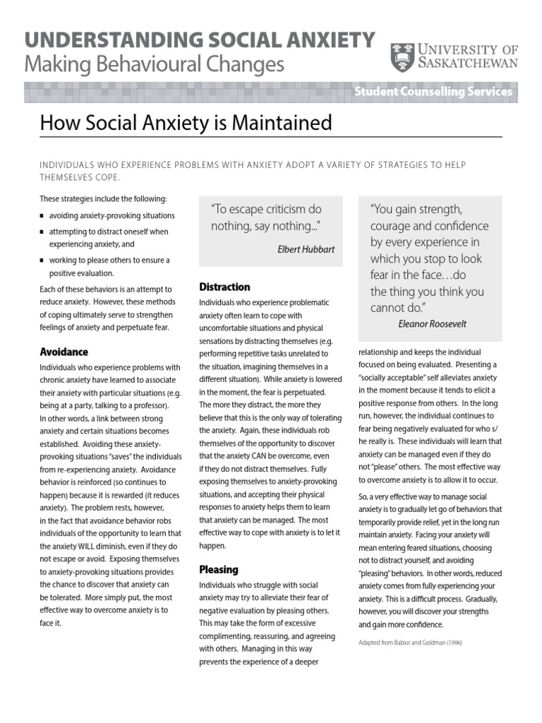 Social Anxiety Making Behavioural Changes | PDF | Anxiety Disorder ...