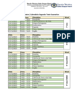 Calendário 2º Teste Sumativo 1º Trimestre