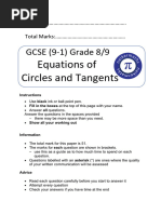 Equation of Circles and Tangents