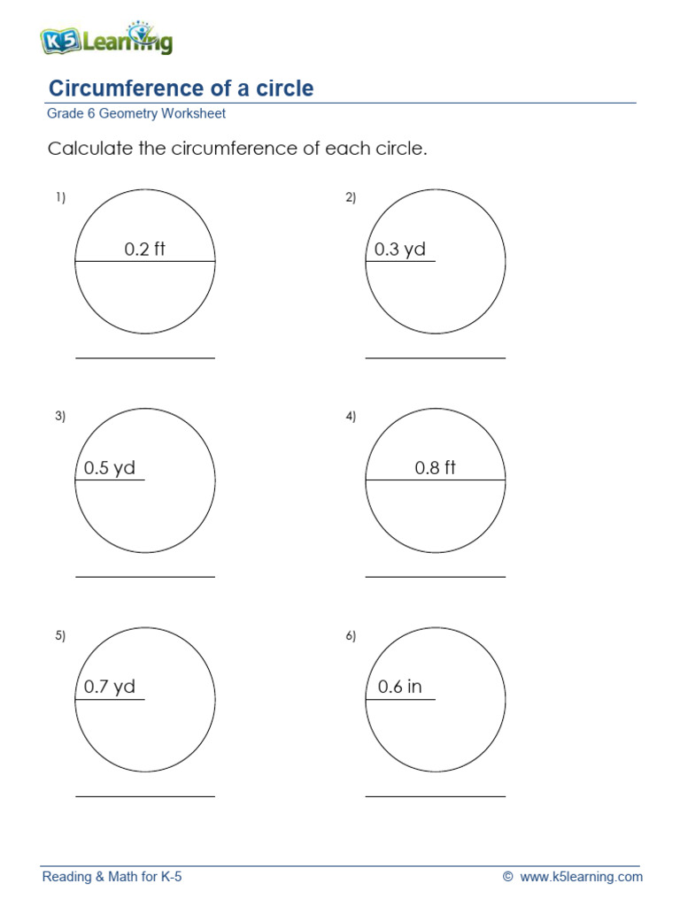 Grade 6 Circumference Circle Pdf