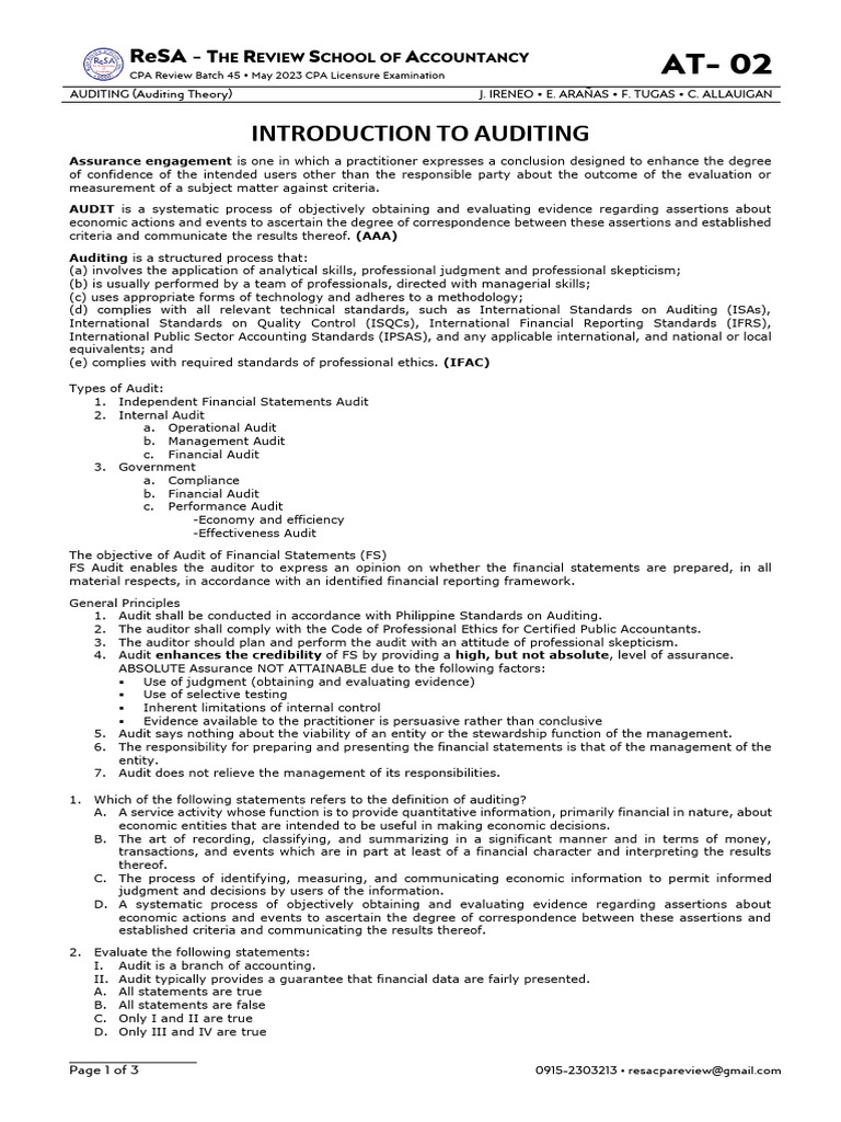 Introduction to Auditing Concepts | PDF | Audit | Financial Audit