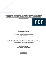 Informe de Daños Ocasionados A Las Instalaciones Electricas