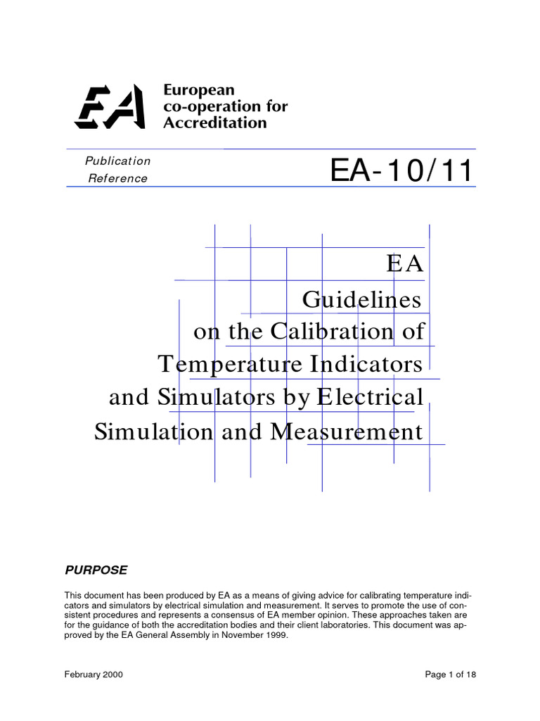 EA1011 Guidelines Calibration Temperature PDF Thermocouple Electrical Resistance And
