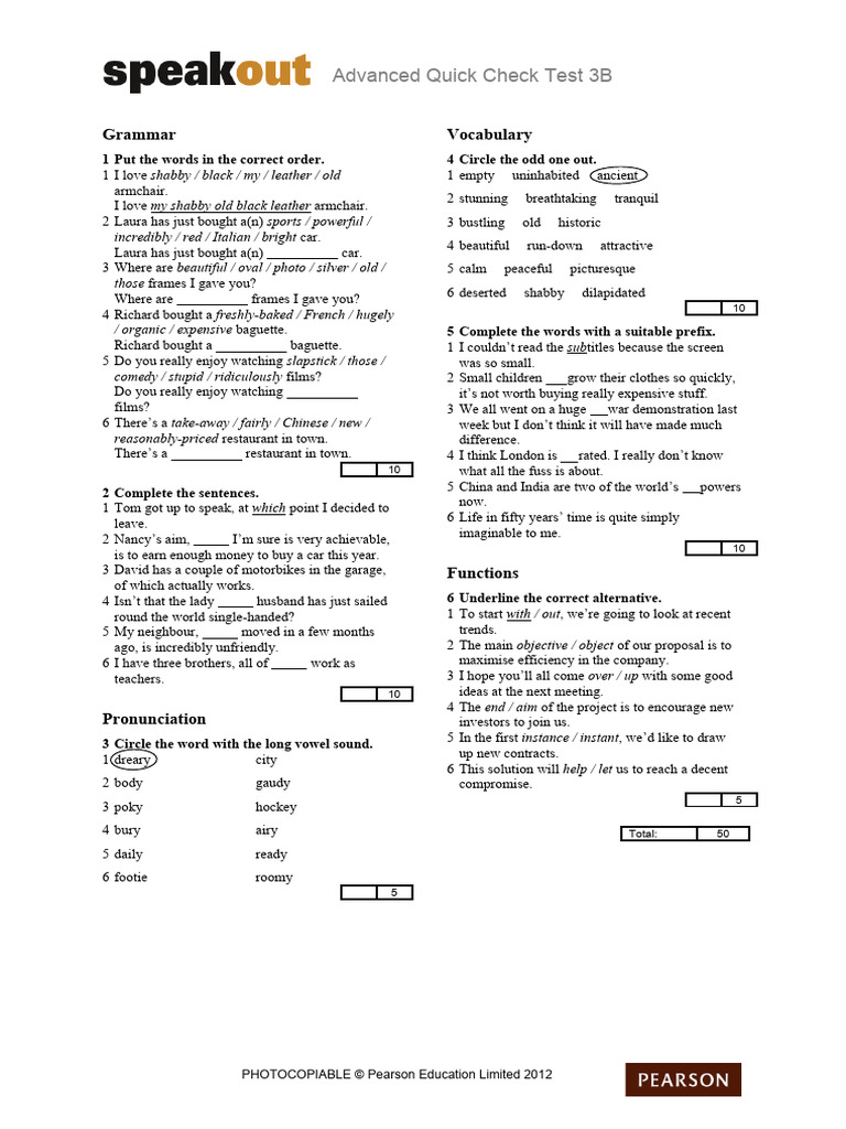 Advanced Grammar and Vocabulary Test | PDF | Linguistics | Human ...